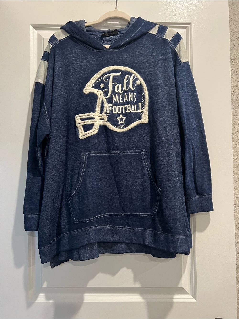 Lane Bryant Navy and White  Hoodie with Football Appliqué